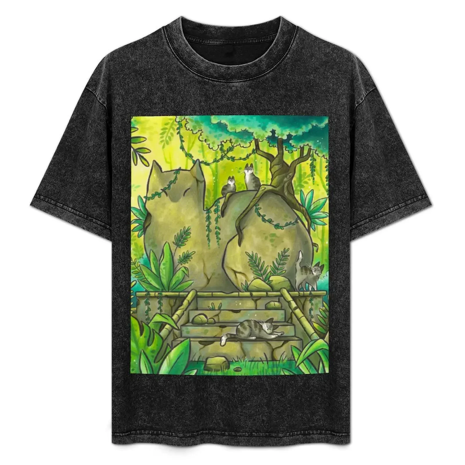 

Jungle Cat Ruins T-Shirt cute tops summer clothes cute clothes anime figures heavy weight t shirts for men