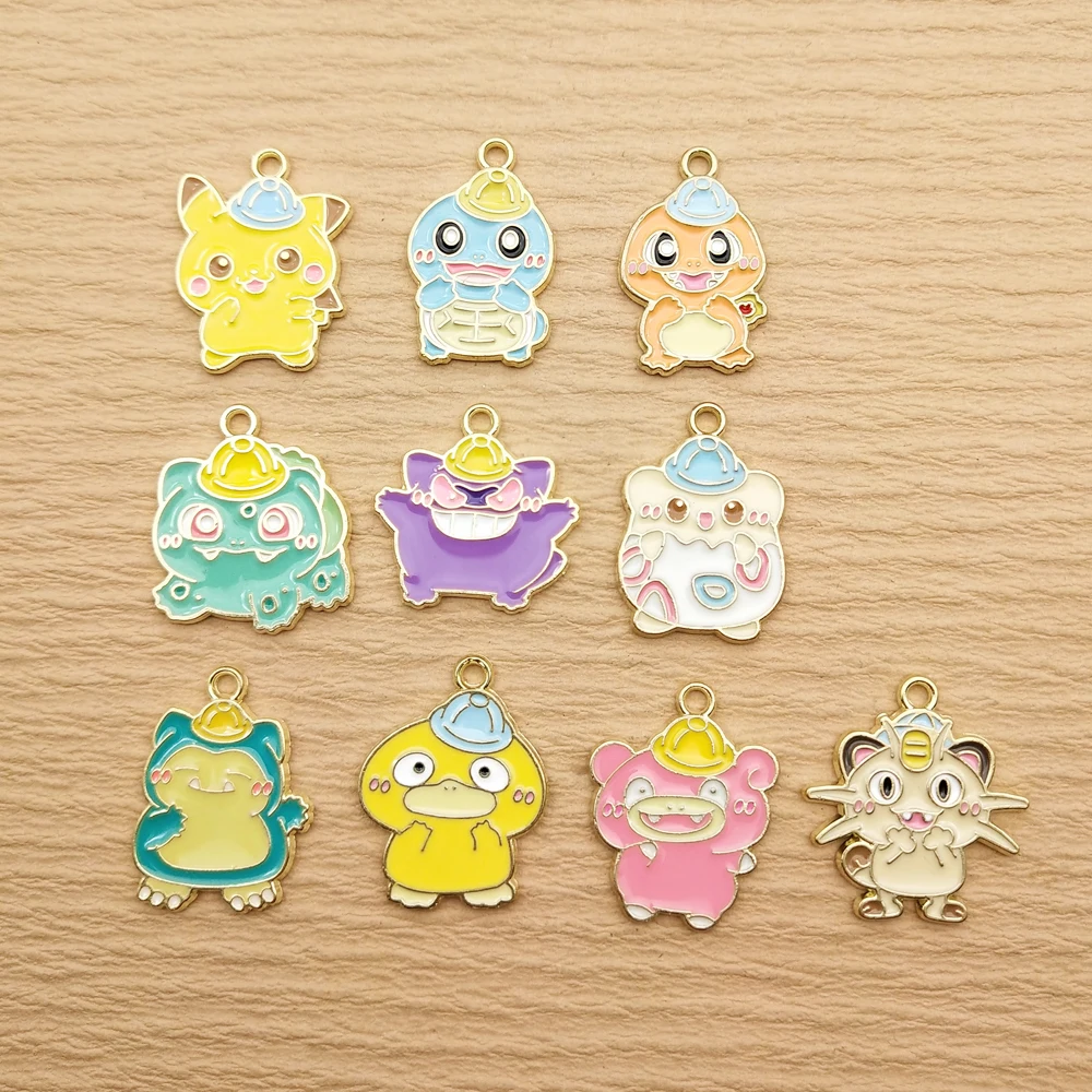 10pcs Cartoon Charm for Jewelry Making Enamel Necklace Pendant Bracelet Phone Accessories Zinc Alloy Gold Plated