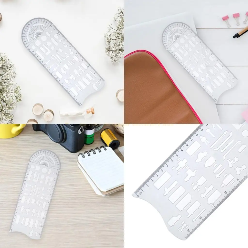 

Geometric Stencil Geometric Drawing Templates Clear Measuring Ruler for Drafting