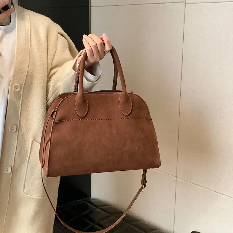VONMONAN Ladies\' Top-handle Bag High-end Design Vintage Commute Handbag For Autumn Winter Faux Suede Casual Tote Shoulder Bags