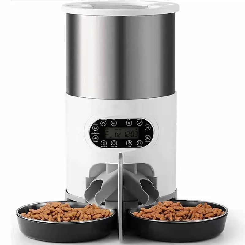 

APP Automatic Cat Feeder Pets Dry Food Dispenser Double Bowls For Two Cats Puppy Dogs With WiFi Timing Feeding Voice Recorder