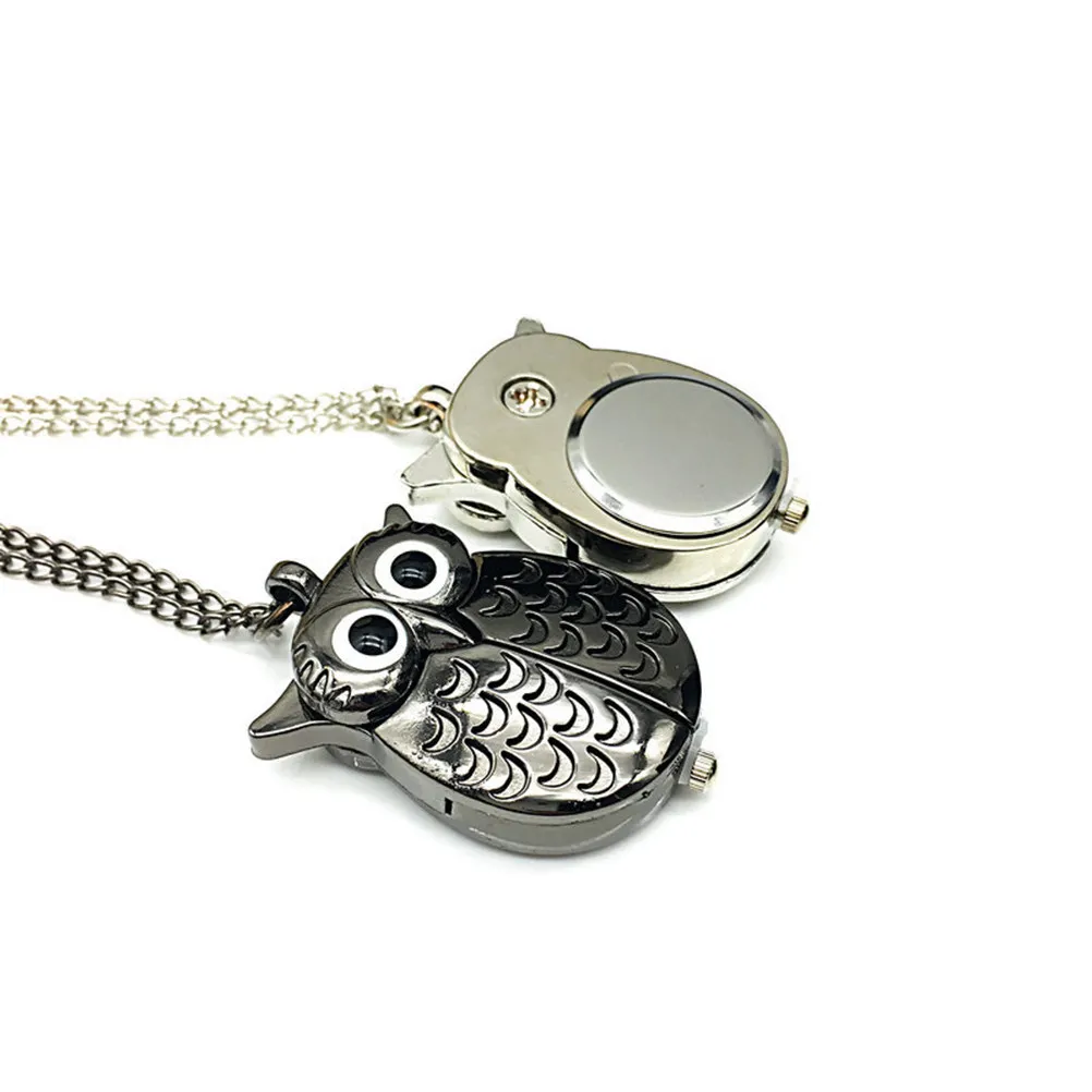 1Pcs Vintage Owl Pocket Watch Black Creative Retro Lovely Spread Wings Decorative Timepiece Perfect Gift for Friends Family