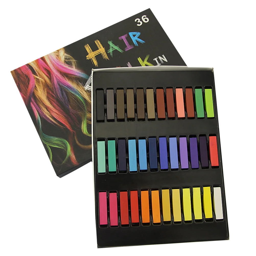 

1Set Washable Hair Chalk Set 36 Colors Temporary Hair Dye Pens Environmental Material Easy to Clean for One-Time Dyeing
