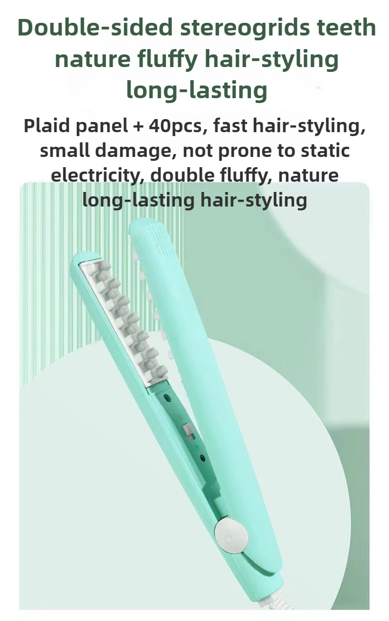 Cepillos eléctricos para el cabello de 220V, cepillo alisador de pelo Airwrap, Mini cepillos eléctricos de cerámica para el cuidado del cabello con Clip a cuadros esponjoso