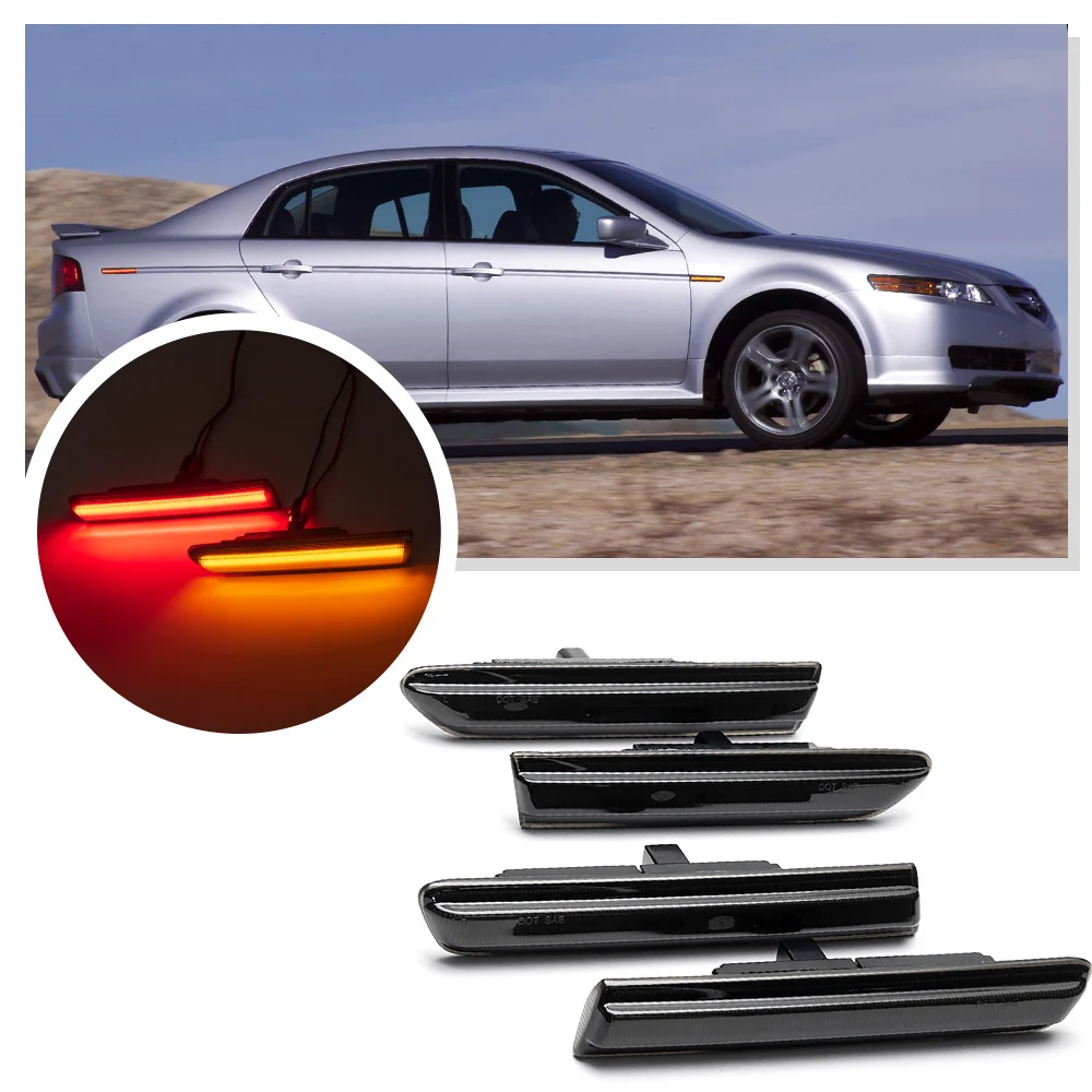 4PCS LED Front＆rear Side Marker Light For Acura TL 2004-2008 Fender Blinker Signal Light Side marker Lamps acessories