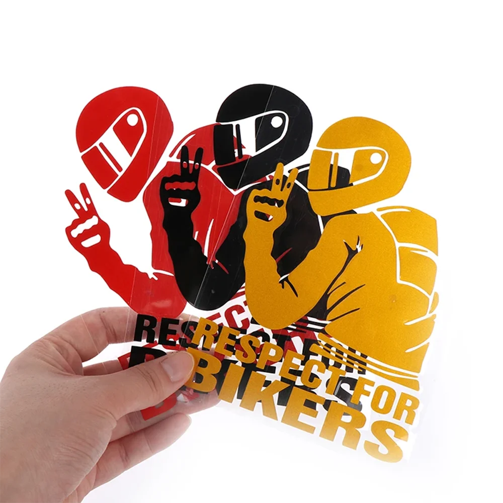 2Pcs Respect Biker Sticker Auto Motorcycle Vinyl Car Sticker 3D reflective Stickers Decals Car Motorcycle Accessories