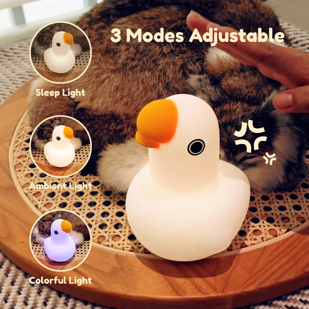 LED Night light Cute Cartoon Goose Silicone Touch Sensor Pat Lamp lampade da comodino per camera da letto dimmerabili ricaricabili regalo di compleanno per bambini