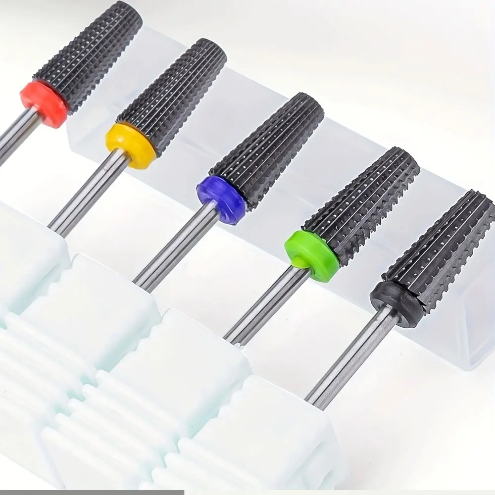 ดอกสว่านเซรามิกสำหรับทำเล็บ, ขนาด 3/32 นิ้ว, หัวแบนปลายมน, สำหรับเจลอะคริลิคหรือเจลแข็ง, 5 ชิ้น