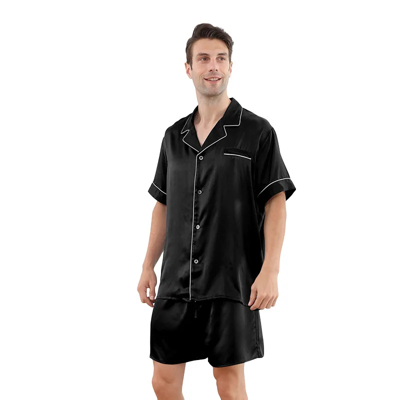 BirdTree, 22MM 100%Real Silk Pajamas Set, Men's Short Sleeve Shorts, Loose Casual Simple Thin Homewear, 2026 Summer New S45222QC - view 5