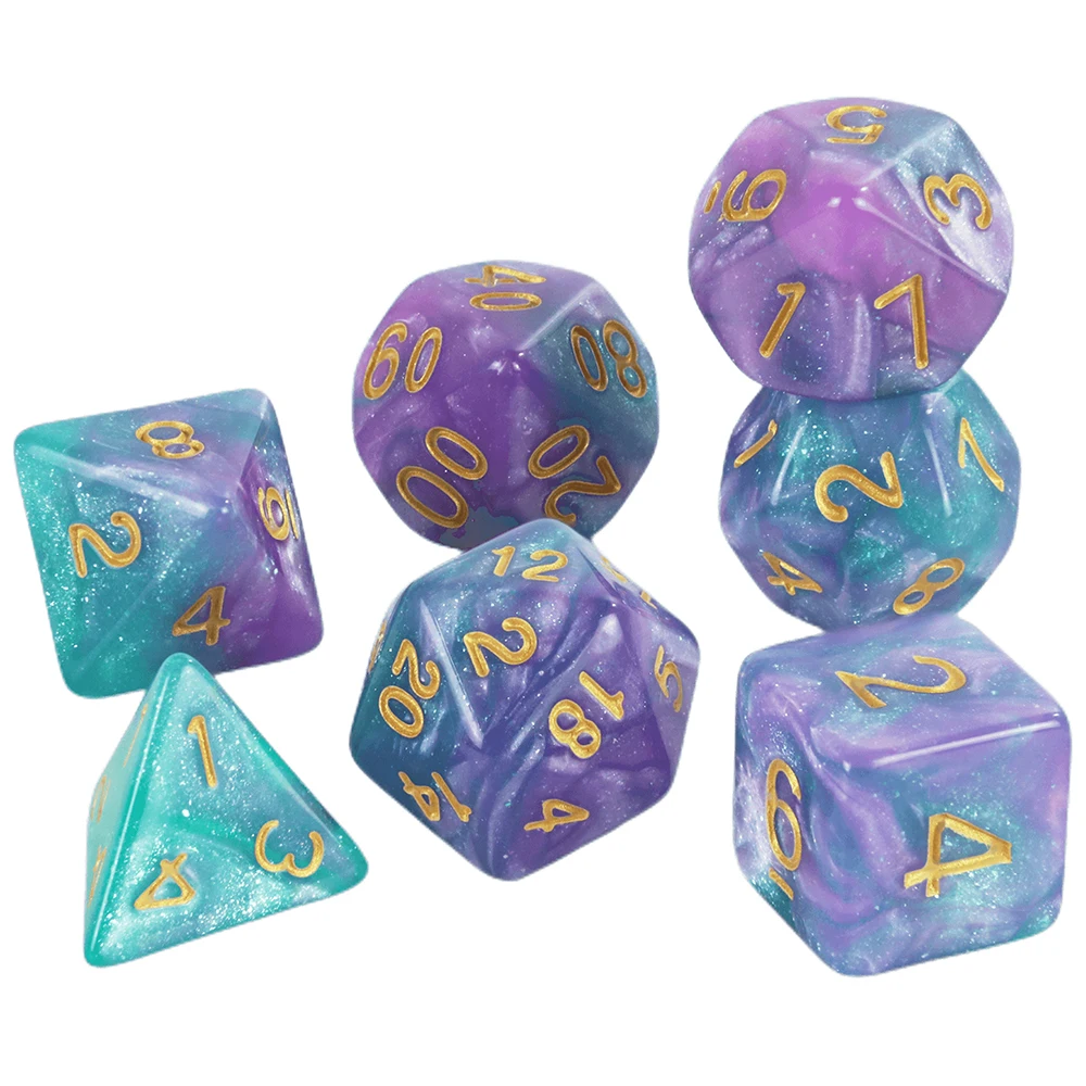 

Кости для развлекательных игр - 7 шт., аксессуары для настольных игр, многогранные игральные кости для DND, ролевая игра COC, предметы первой необходимости для настольной игры