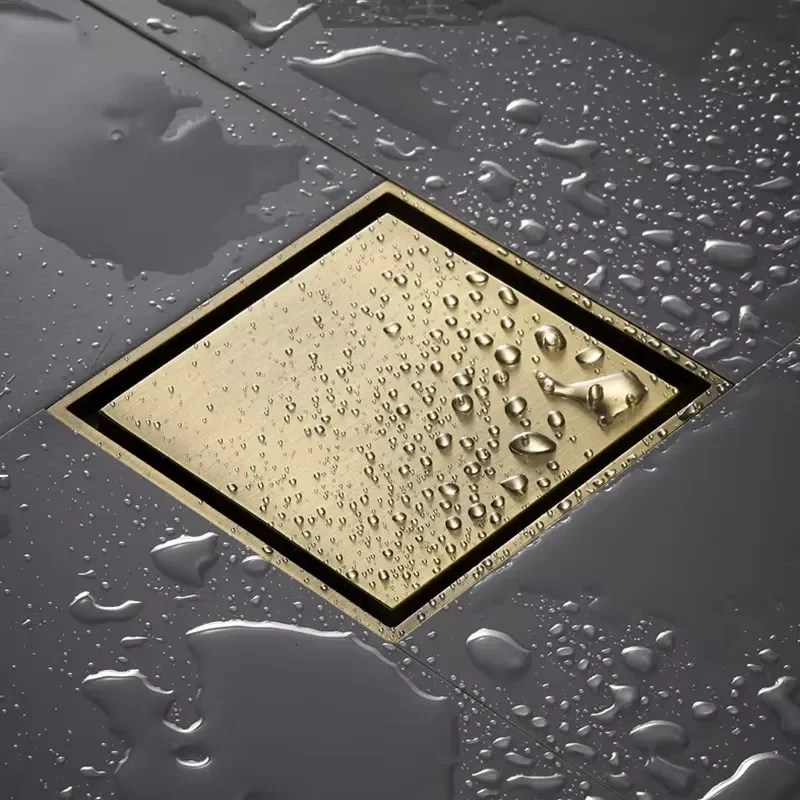 Square Antique Brass Floor Drain for Bathroom Shower Deodorant Core Anti Odor Waste Trap Heavy Duty Bath Accessories Hardware