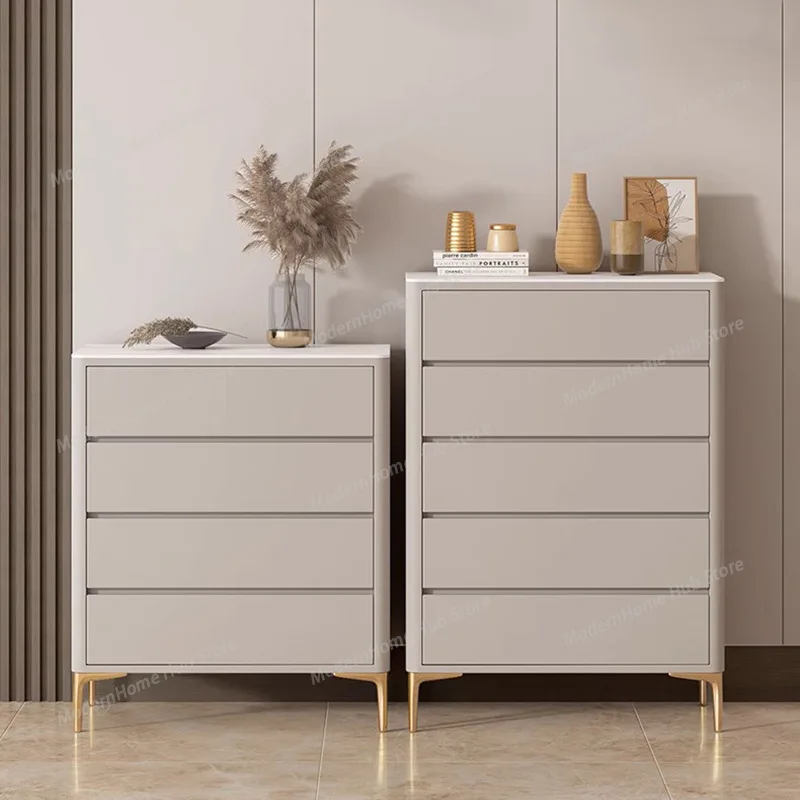 Solid wood chest Italian minimalist rock slab modern minimalist living room invisible handle drawer storage cabinet bedroom lock