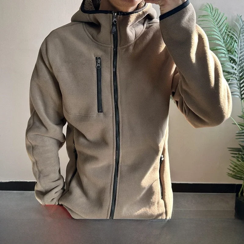 

Double Warmth Outdoor Casual Hooded Fleece Jacket YKK Zipper High End Spring Autumn Women's Fashion Urban Style Long Sleeve