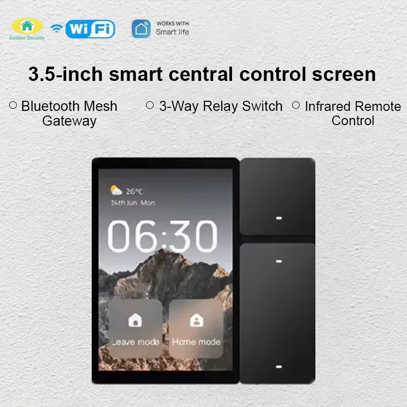 2026 Graffiti 3.5-inch touch screen WIFI transmitter smart wall switch panel, providing a variety of customization