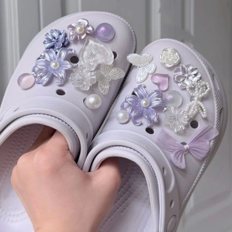 Ensemble de breloques pour chaussures Balletcore avec nœuds en ruban, style coréen, chaîne de perles, accessoires pour sabots, décorations DIY pour chaussures femme, Été 2026