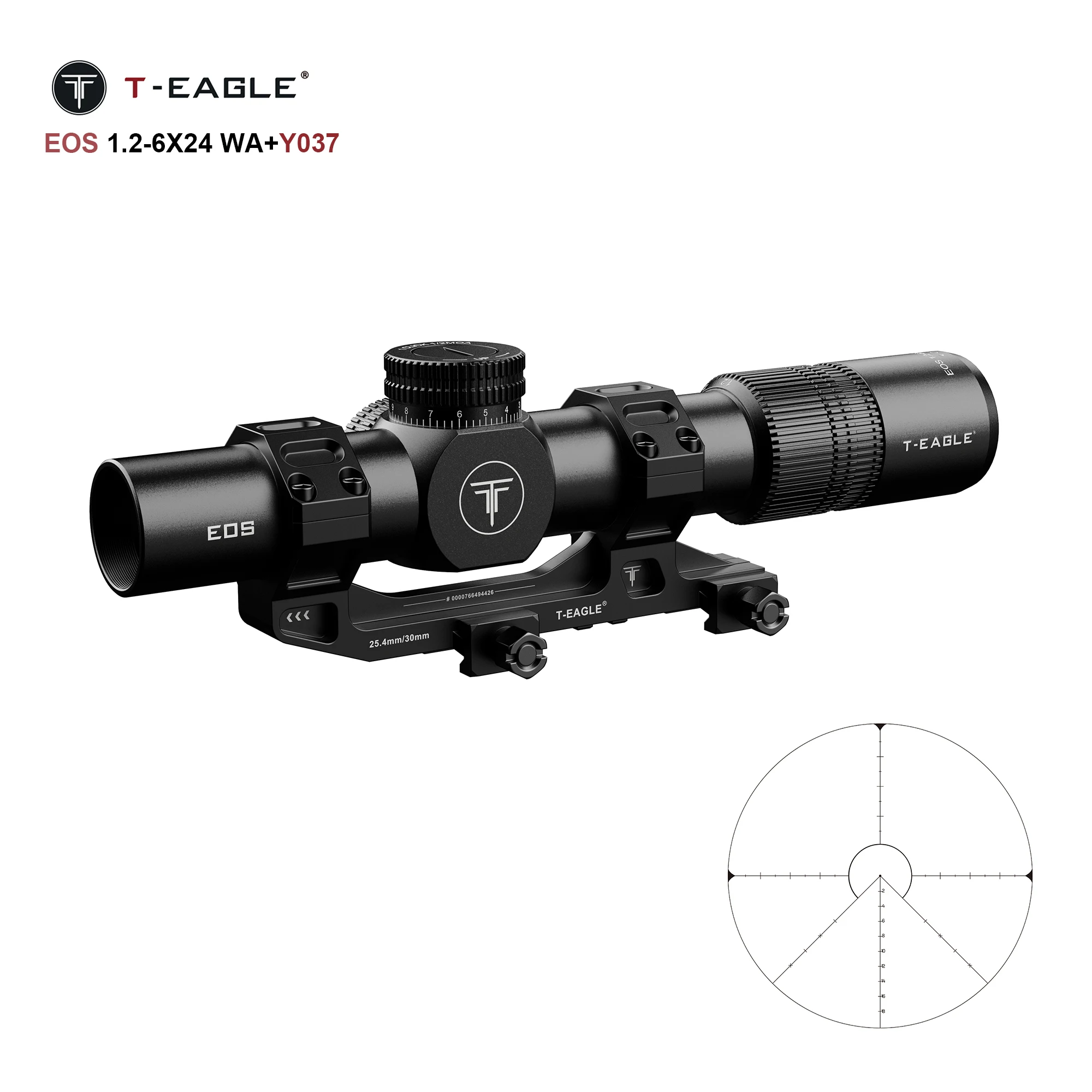 

T-EAGLE EOS 1.2-6X24WA Tactical LPVO Short Rifle Scope For Hunting Wide Angle Caza Riflescope 1/2 MOA Airsoft Sight Carbine .223