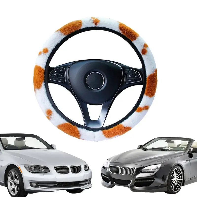 Universal Steering-wheel Plush Car Steering Wheel Covers Winter Faux Fur Hand Brake&Gear Cover Car Accessories