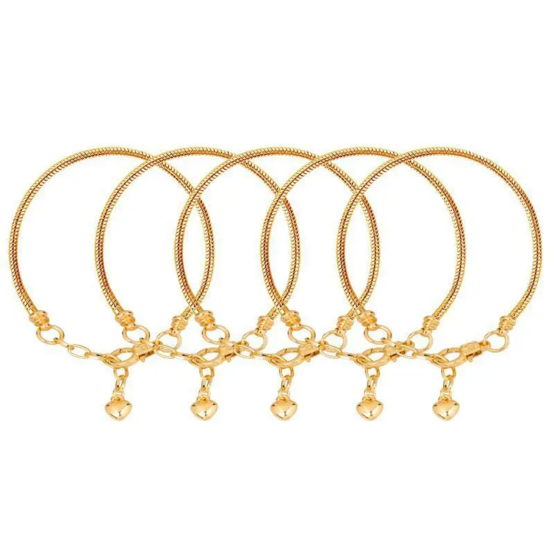 5Pcs Per Lot Titanium Steel Snake Chain Bracelets Adjustable Blank Bangle DIY Hand‑Made Fashion Jewelry Women Bead connection