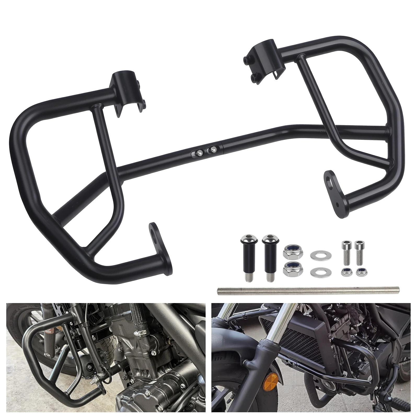 

CNSPEED Engine Guard Crash Bar Protector For Honda Rebel 300 500 CMX300 CMX500 CM300 CM500 2017-2024 Black Frame Falling Guard
