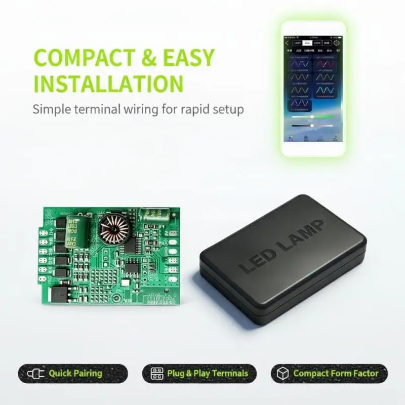 Dual Channel APP LED Controller Adjustable Brightness Multi Lighting Modes for Camping Tent Ambient Light Use