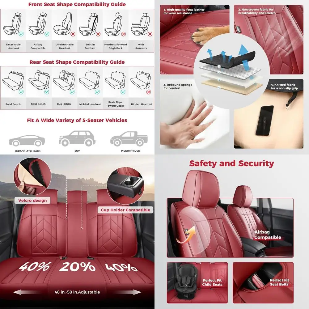 

Полный комплект чехлов на автомобильные сиденья, водонепроницаемые чехлы на автомобильные сиденья из искусственной кожи, защитные чехлы для салона автомобиля, универсальные подходят для Tundra Camr