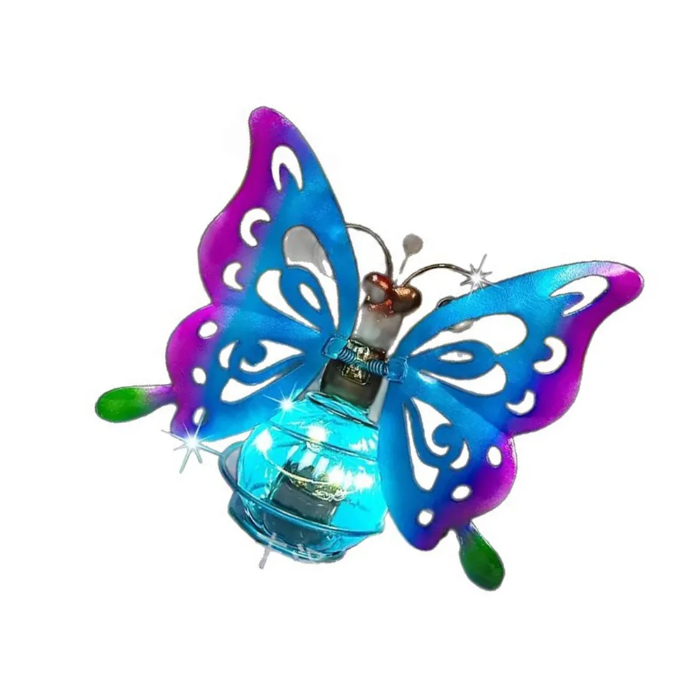 Waterproof Butterfly Solar Lanterns for Outdoor Use 13.5cm Iron Hanging Light with Fluttering Spring Motion Effect