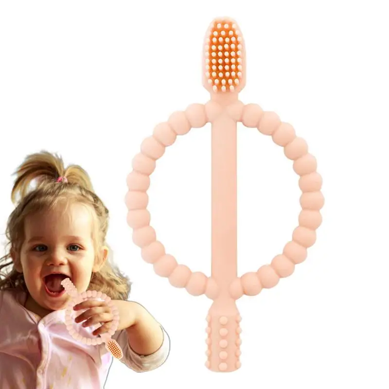 

Infant Teether Toothbrush 360-Degree Soft Silicone Brush For Oral Clean Infant First Toothbrush For Oral Clean Teething Toys For