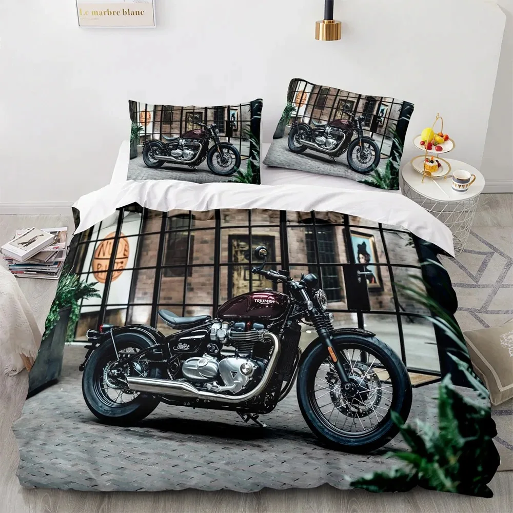 3D Print Cool Motorcycle Bedding Set Single Twin Full Queen King Size Bed Set Aldult Kid Bedroom Duvetcover Sets With Pillowcase