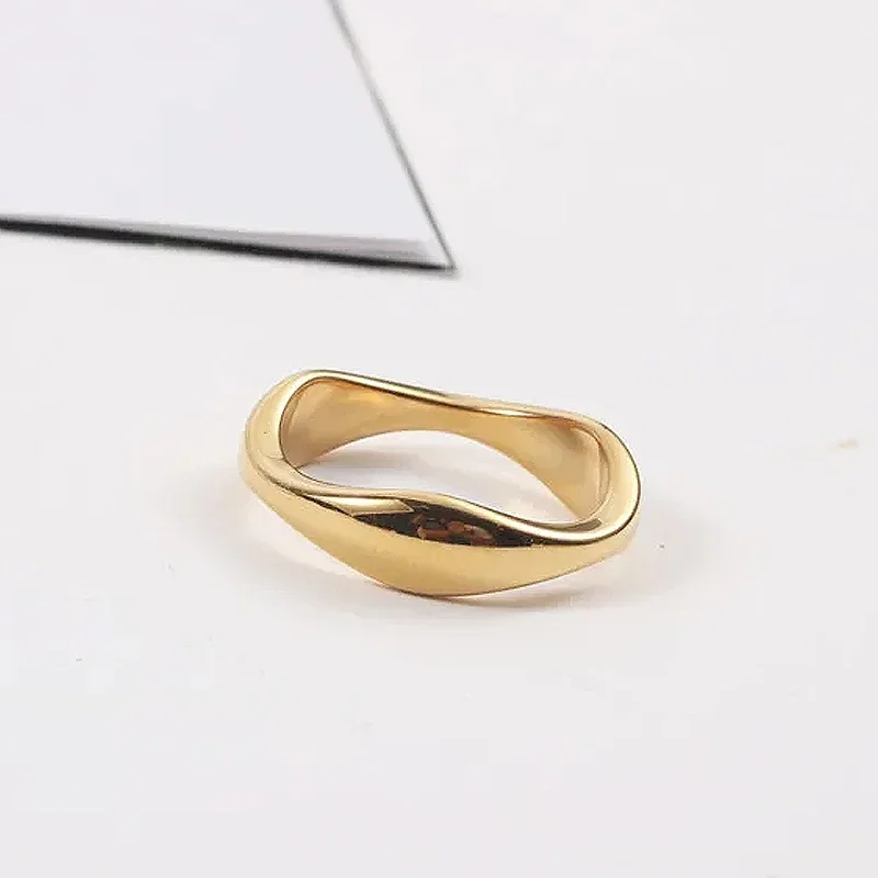 New Arrival Jewelry Geometric Stainless Steel Irregular Wavy Finger Ring for Women