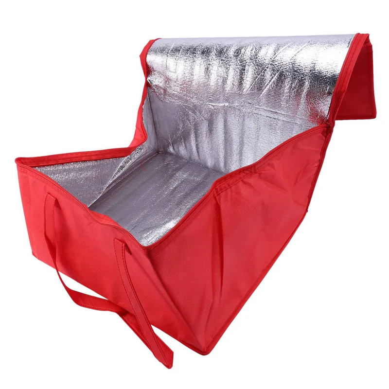 

4X Foldable Large Cooler Bag Portable Food Cake Insulated Bag Aluminum Foil Thermal Box Red-B61B