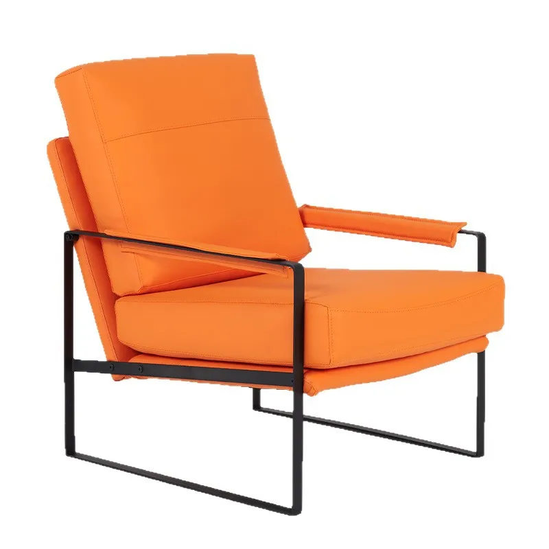 

Living room single sofa armchair sitting area cafe leather sofa chair combination