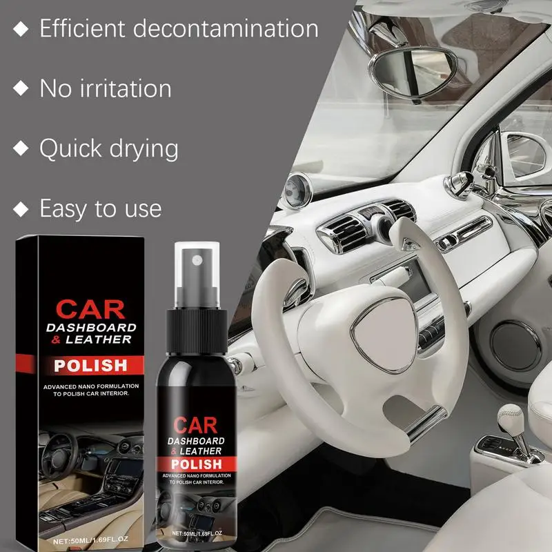 Dashboard Leather Cleaner Dashboard Leather Cleaner Agent 50ml Car Gentle Leather Refurbish Agent Leather Seat Cleaning Spray