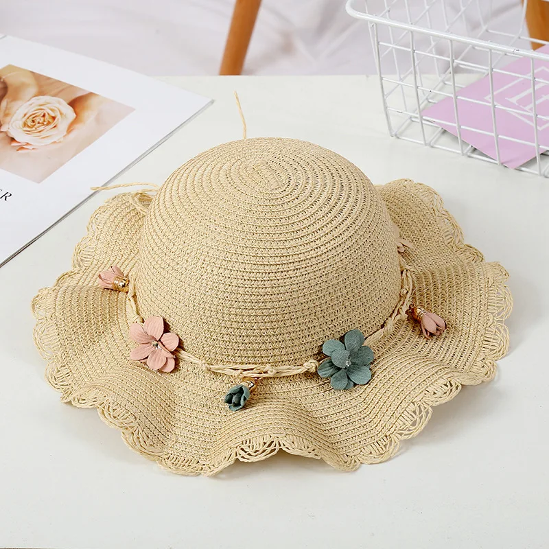 Sombrero transpirable de flores para bebé, sombrero de paja con bolso de mano, visera de Sol para niño y niña, protección UV, Panamá