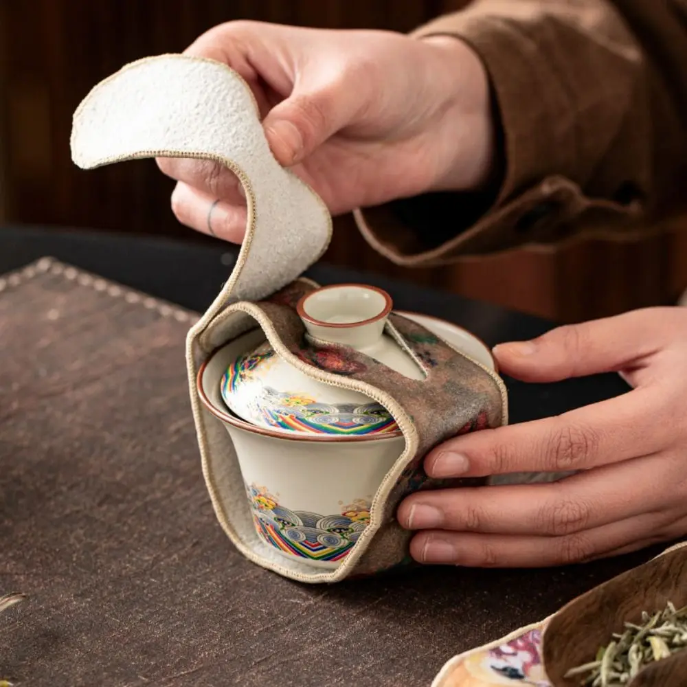Flower Tea Set Protective Cover Bump-proof Anti-Drop Tea Pot and Cup Holder Tea Accessories Protection Chinese Style