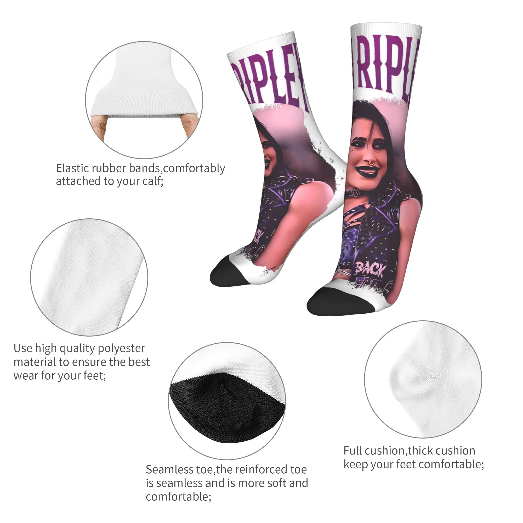 Bootleg تصميم ريا ريبلي المصارعة المصارع الجوارب العصرية جوارب الرجال مريحة سكيت الجوارب الربيع المضادة للانزلاق الجوارب