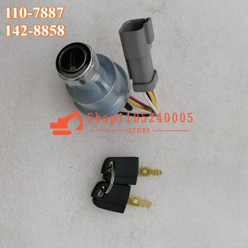 

110-7887 142-8858 Lgnition Switch 467-8535 1107887 1428858 4678535 With 2 Keys for 906H 906K 906M D6K D6N 226D 232D