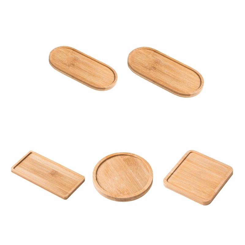 Small Wooden Soap Dispenser Tray Vanity Countertop Bottles Organizer Holder Round Square Candles Jewelry Storage Tray