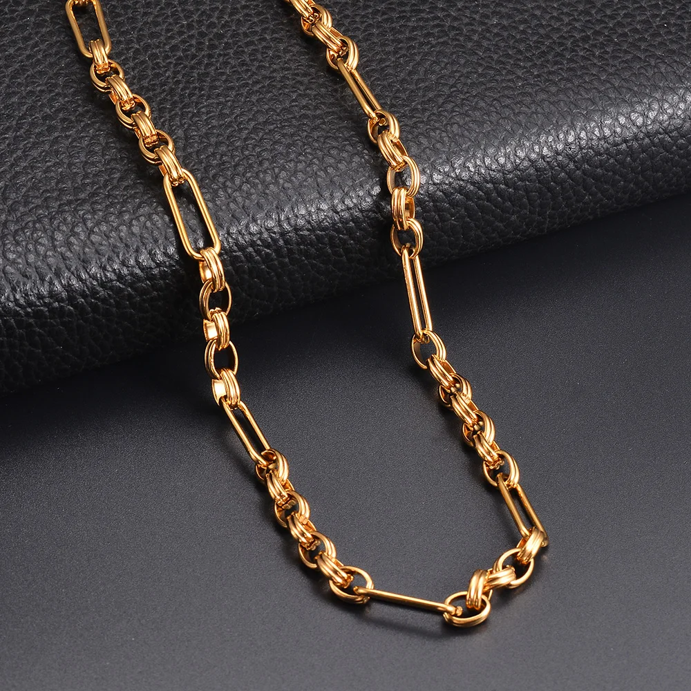 Großhandel 1m/Stück Breite 7mm Schwere Handgefertigte Gliederketten für Männer Edelstahl Hip-Hop-Kette Damen Halskette Punk-Schmuck – Detail 2