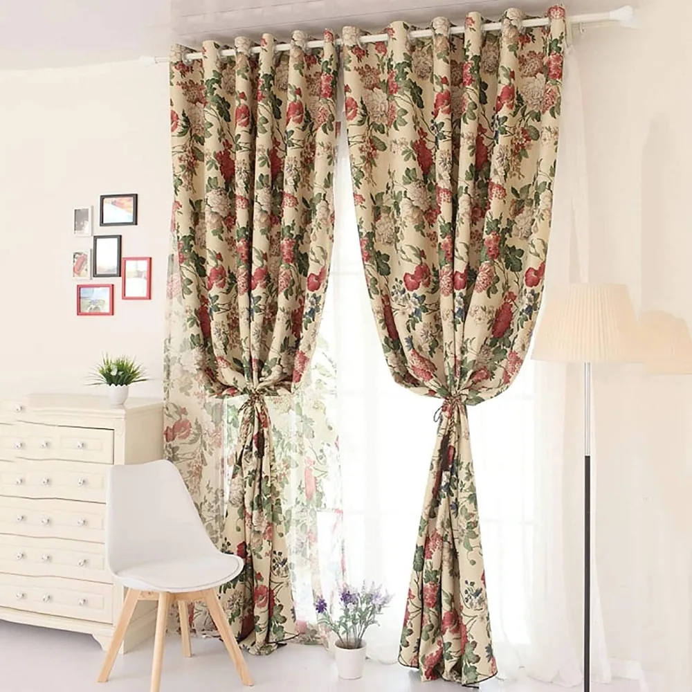 Rideaux opaques à motifs floraux pour style rétro, isolation de pièce foncée, adaptés à un usage salon et chambre (taille : 500x26)