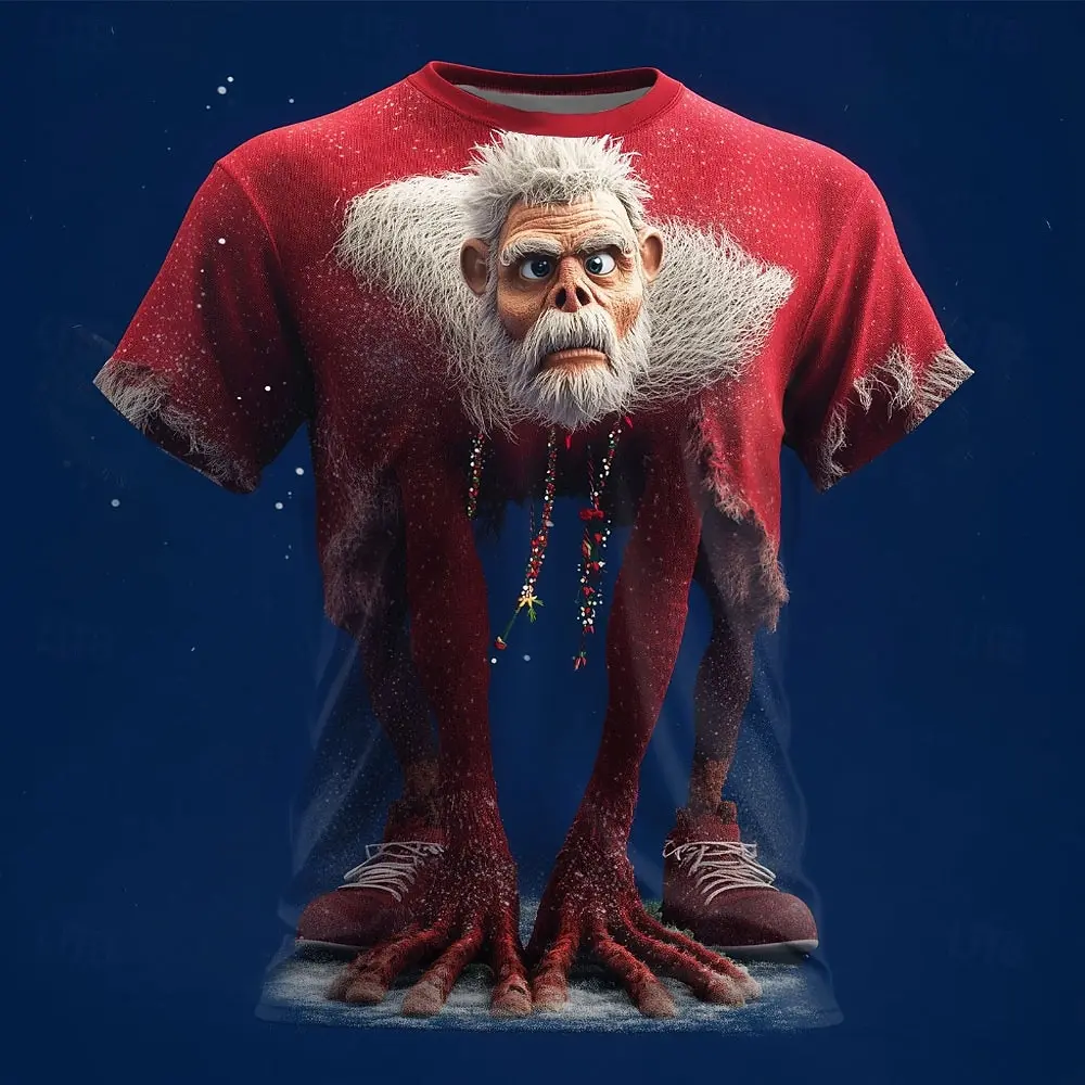 

Christmas Elements Theme Men's T-shirt 3D Zombie Printed Short Sleeve Top Outdoor Street Personalization Creativity Men Clothing