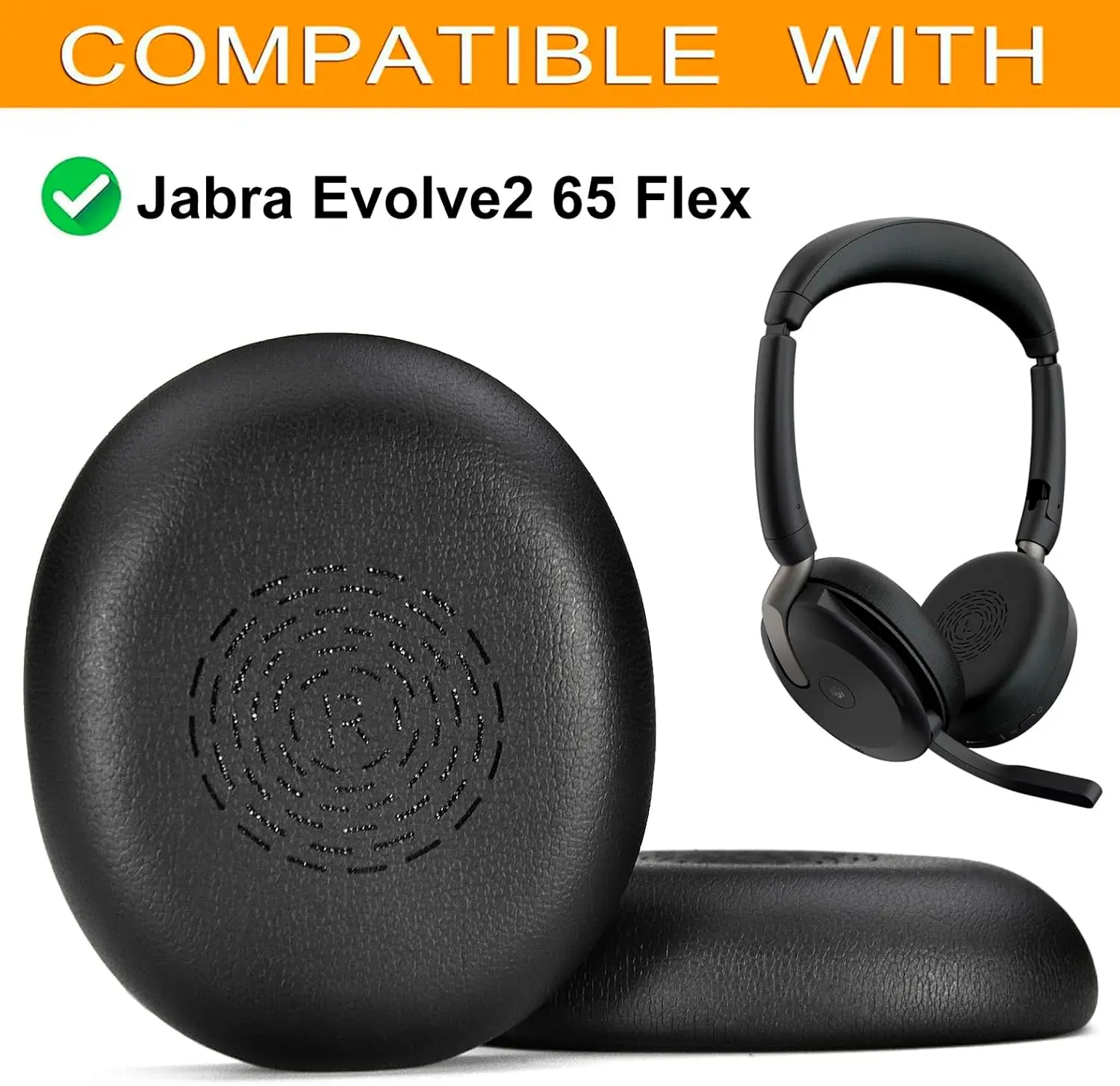 Almohadillas de repuesto Evolve2 65 compatibles con auriculares estéreo inalámbricos Jabra Evolve2 65 Flex, aislamiento de ruido cómodo