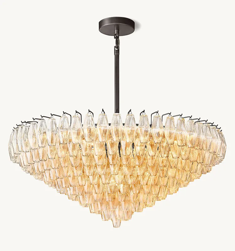 

Postmodern Rhomboid Glass Pendant Ceiling Lights 2025 Copper Bronze Home Decoration Chandelier Lighting for Bedroom Living Room