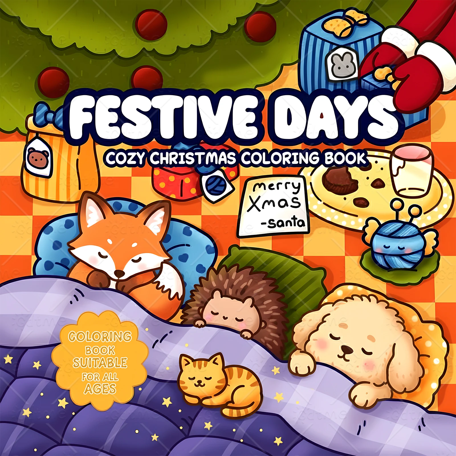 

FESTIVE DAYS COZYCHRISTMAS.Coloring Book for Adult Featuring for Relaxation Kid Educational DIY Painting Drawing Book