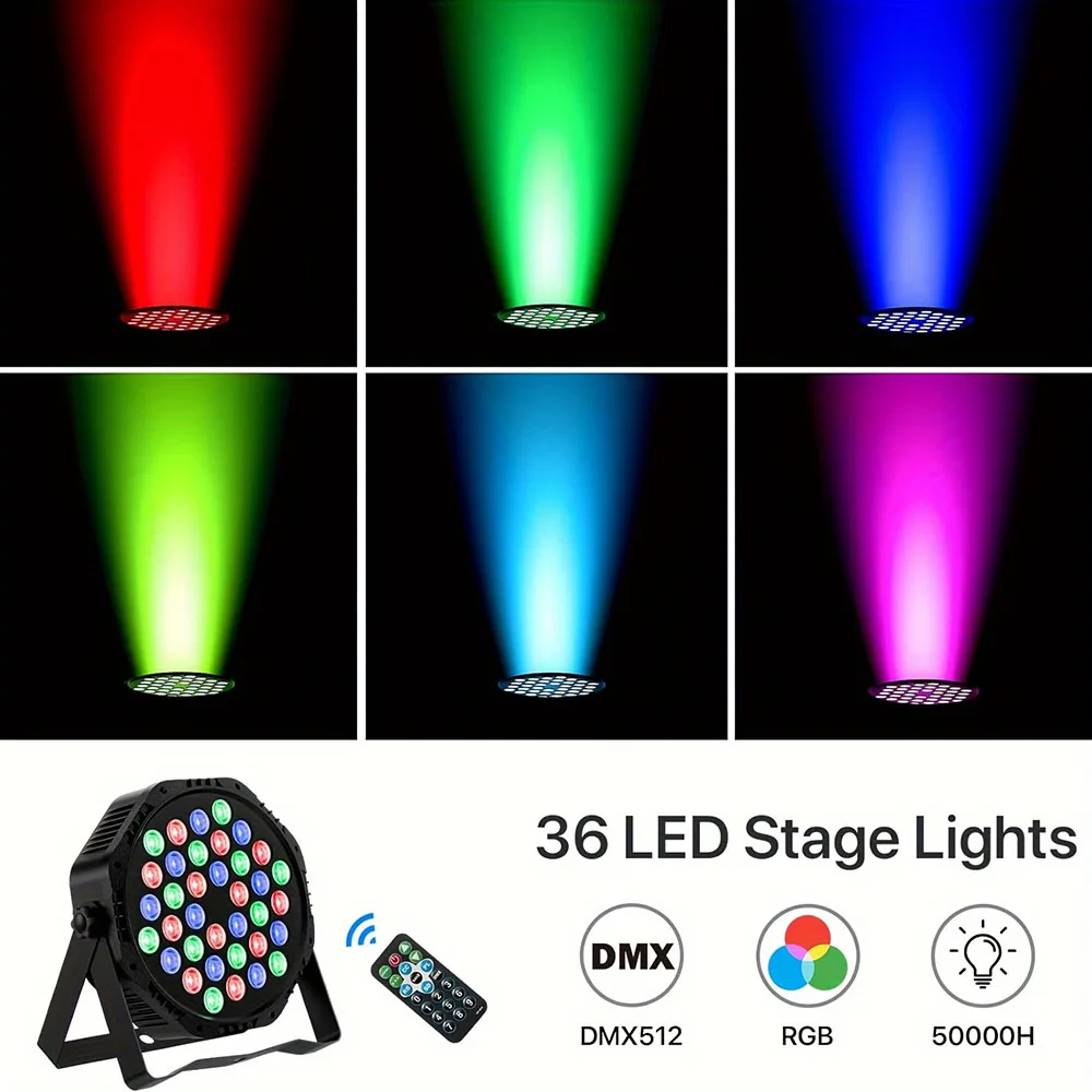 36LED DJ Home Party Stage Lights DMX Control Remote Audience Ambient Lights Colorful Christmas Halloween Wedding Holiday Lights