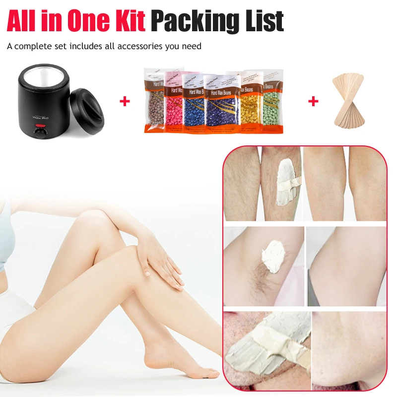 200ML Wax Warmer Kits For Hair Remove Unisex Wax Heater Wax-melt Pot Paraffin Warmer Heating Machine / 200g Hard Wax Beans