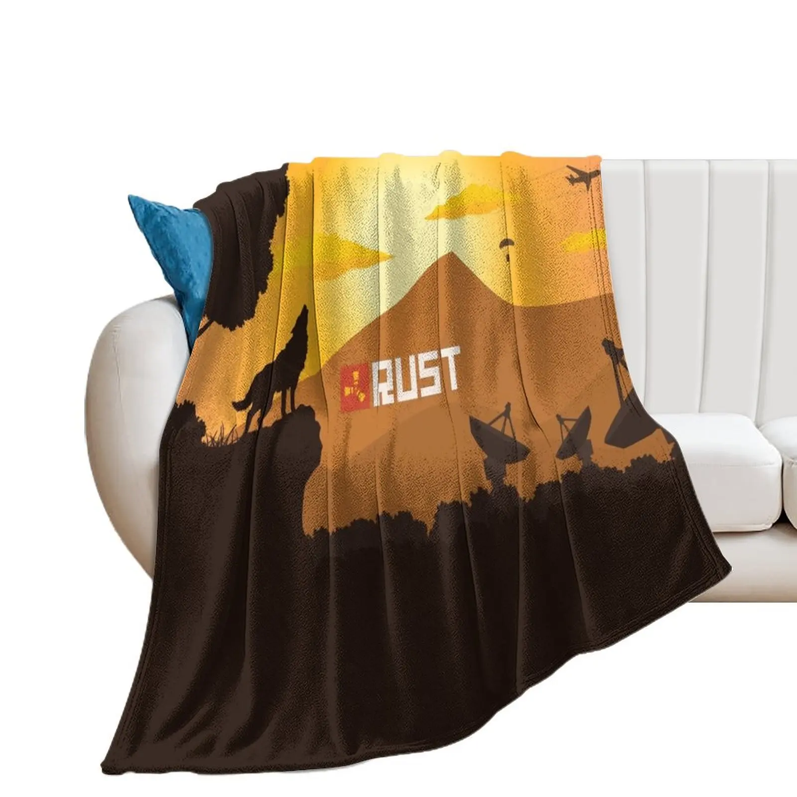 

Rust Yellow Throw Blanket Softest cosplay anime Travel wednesday Blankets