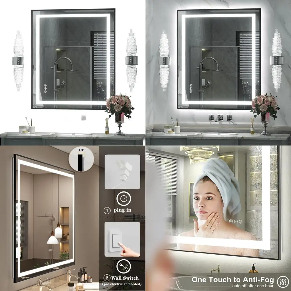 

Dimmable LED Vanity Mirror, 28x32 Inch, Backlit & Front Illuminated, Anti-Fog, Shatter-Proof, Memory Function, ETL Certified