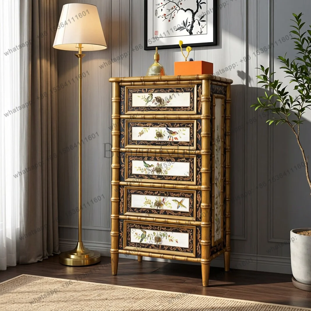 American retro painted chest of drawers, living room entrance, storage, chest of drawers