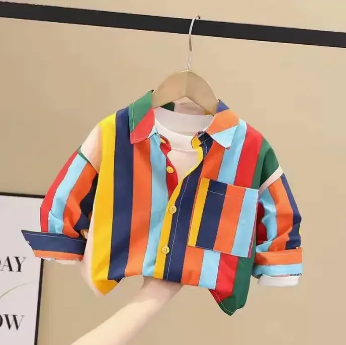 الاطفال قميص الملابس الربيع رقيقة البلوزات الملابس الرضع الصبي منقوشة القطن القمم 1 2 3 4 سنوات الاطفال طويلة الأكمام قميص