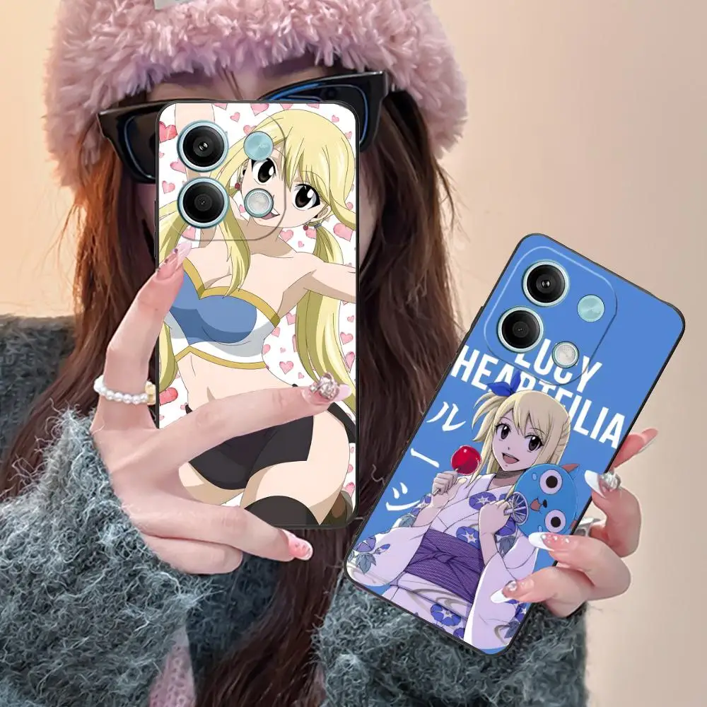 

Чехол для телефона Fairy Tail Lucy для Xiaomi Redmi Note 14 13 12 11 10 9 S A Pro Plus Lite 5G, черный роскошный чехол для мобильных телефонов, довольно